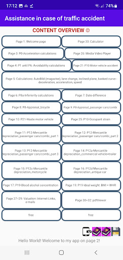 Assistance by traffic accident Screen 2