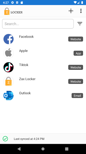 Android application Zax Locker Password Manager screenshort
