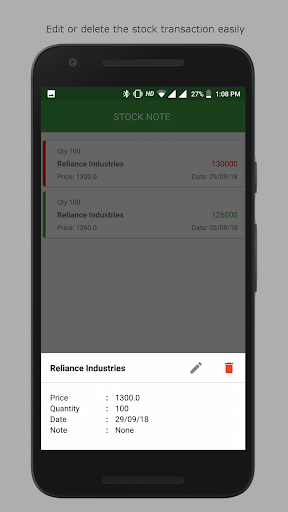 Stock Note (Transaction Saver) Screen 3