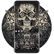  Black Rose Skull Keyboard 
