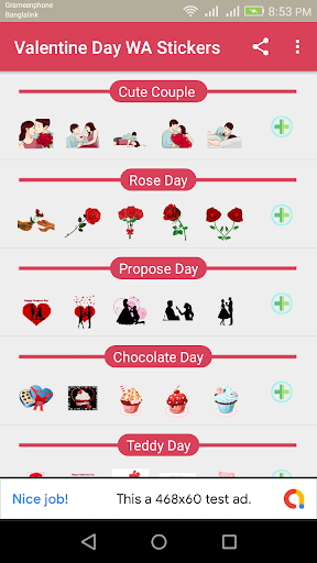 Android application Valentine Romantic WA Sticker screenshort