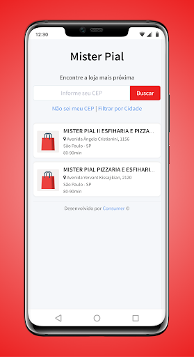 Android application Mister Pial Pizzaria screenshort