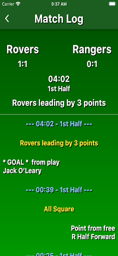 GAA Score Live Screen 2