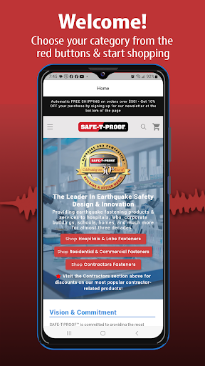 Android application Earthquake Fastening Shop screenshort