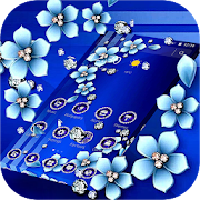 Blue Flower Glitter Diamond Business Theme  Icon
