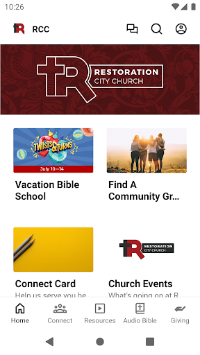 Android application Restoration City Church - GA screenshort