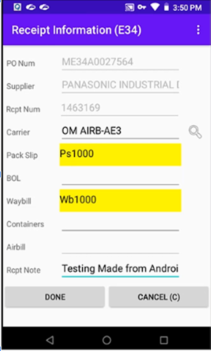 WMS Emulator Screen 2