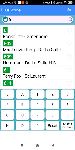Ottawa Bus Tracker Screen 2
