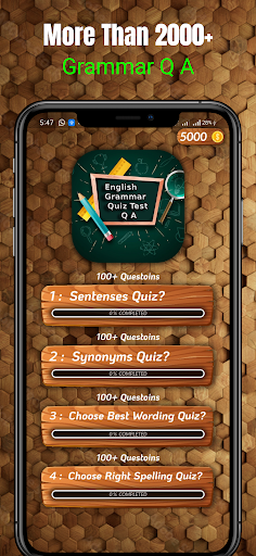 English Grammar Quiz Test QA Screen 2