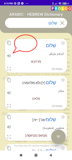 Hebrew-Arabic Dictionary+ Screen 2