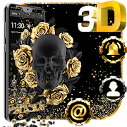 Golden Rose Black Skull Gravity Theme  Icon