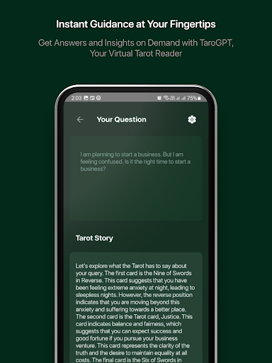 Screenshot of TaroStory AI Tarot Card Reader