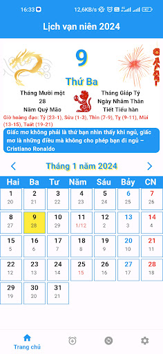 Lịch vạn niên 2024 - Lịch âm Screen 2