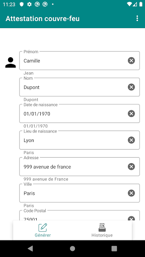 Attestation couvre-feu 20h