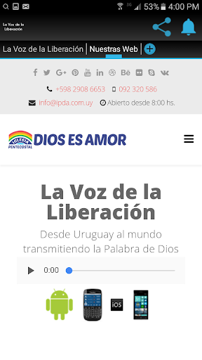 Android application Radio Dios es amor Uruguay screenshort