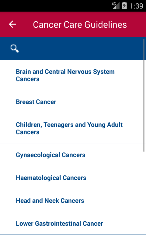Android application Scottish Cancer Referral Guidelines screenshort