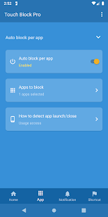 Touch Block Pro – obrazovka, klepněte na Snímek obrazovky