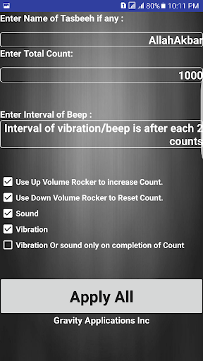 Simple Tasbeeh Counter Screen 3