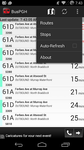 Android application BusPGH screenshort