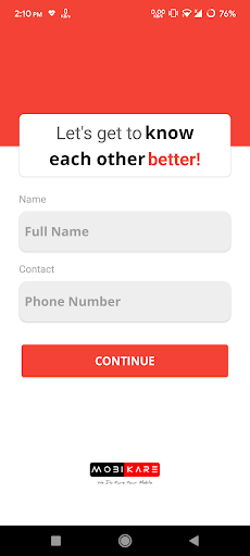Android application MobiKare - Request a repair screenshort