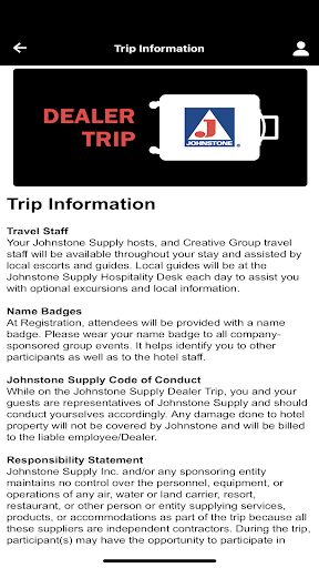 Android application Johnstone Supply Dealer Trip screenshort