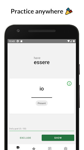 Android application Verbare: Learn Italian verbs screenshort