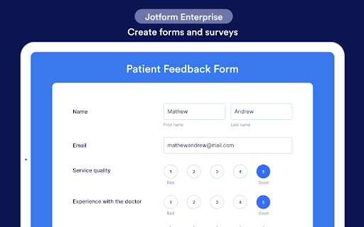 Screenshot of Jotform Enterprise Mobile