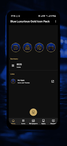 Luxurious Blue Gold Icon Pack Screen 3
