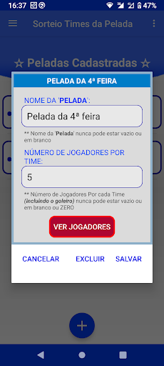 Sorteio Times da Pelada Screen 3