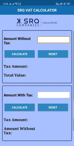SRQ Vat Calculator Screen 2