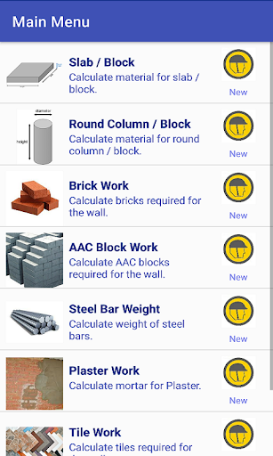 Construction Estimator Screen 2