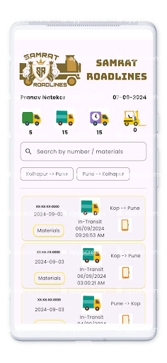 Samrat Roadlines Screen 2