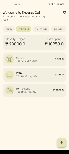 ExpenseCal - Expense Tracker Screen 2