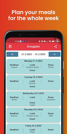 Android application Mealpy - Weekly Meal Planner screenshort