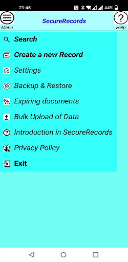 Android application Secure Records: for Data&Files screenshort