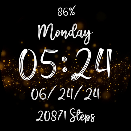 Golden Glitter Stars Watchface screenshot 14