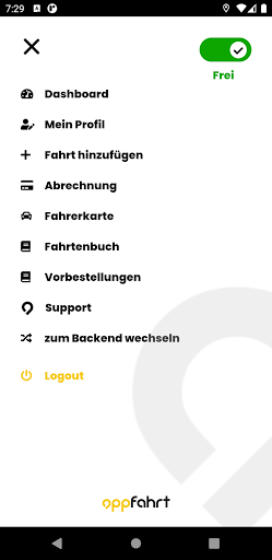 Appfahrt Fahrer-App Screen 2