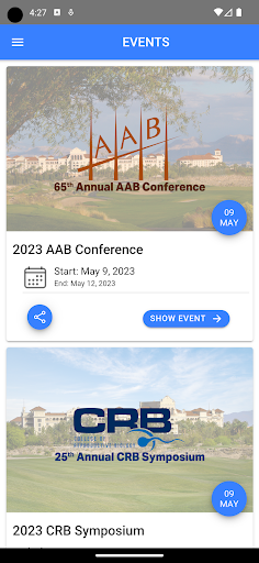 AAB and CRB Events Screen 2