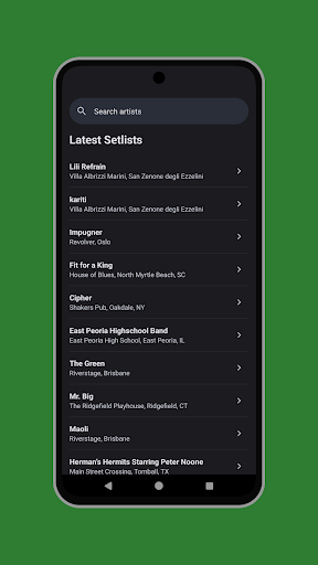 Android application Setlist Sherlock screenshort