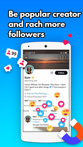 Android application Followers up for Twitter screenshort