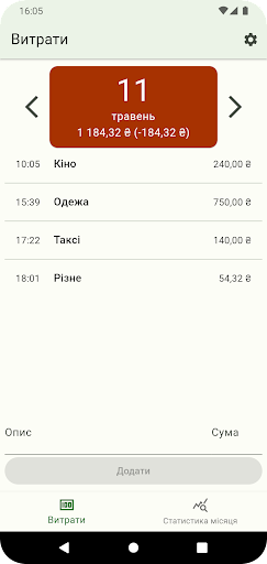 Ліміт витрат Screen 2