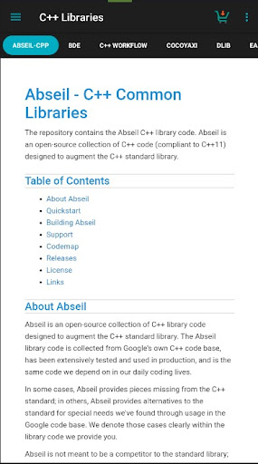 Screenshot of C++ Libraries and Compiler