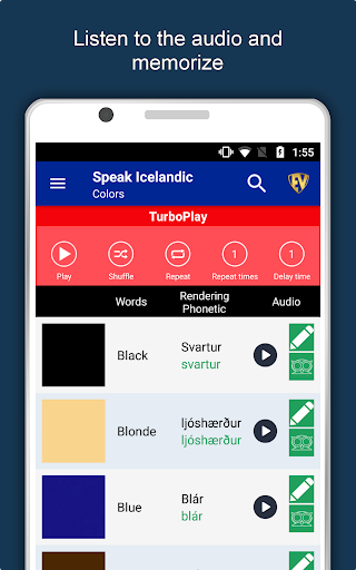 Screenshot of Learn Icelandic Language App
