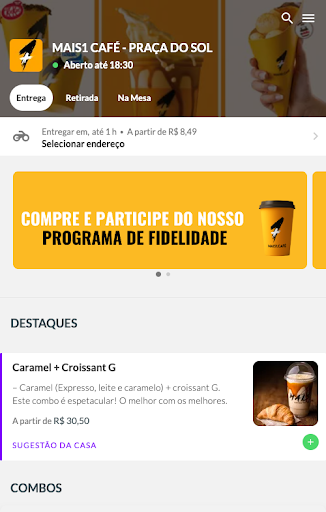 Android application MAIS1 CAFÉ - PRAÇA DO SOL screenshort