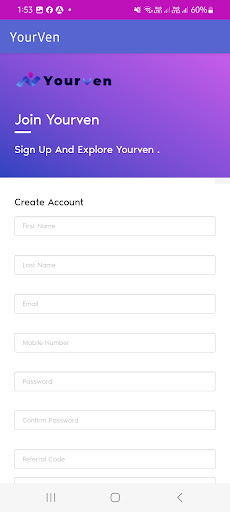 YourVen: Online Funding App Screen 2