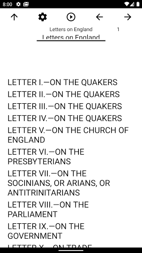 Android application Book, Letters on England screenshort