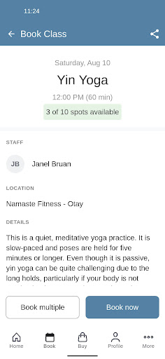 Screenshot of Namaste Fitness