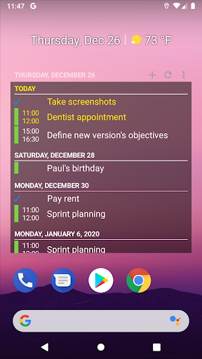 Kalendar Widget Screen 2