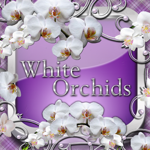White Orchids Go Launcher them logo