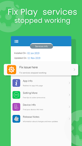 Android application Update Play Services - Info & screenshort